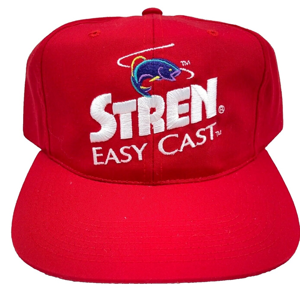Vintage Fishing Hat Cap SnapBack Gear Line Reels 90s‎ Y2K 2000s Trucker Stren
